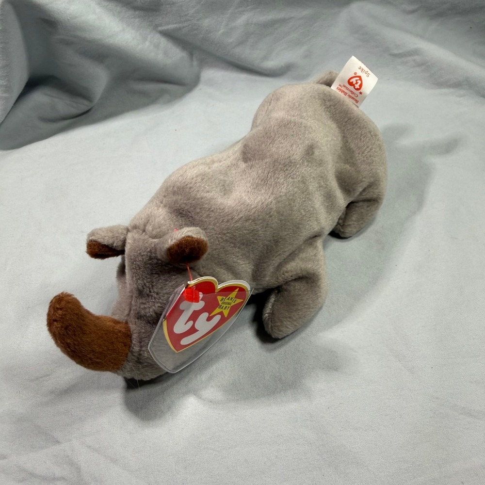 Ty Beanie Babies Spike the Rhino 1996 Style 4060 Plush Toy with Tags‎